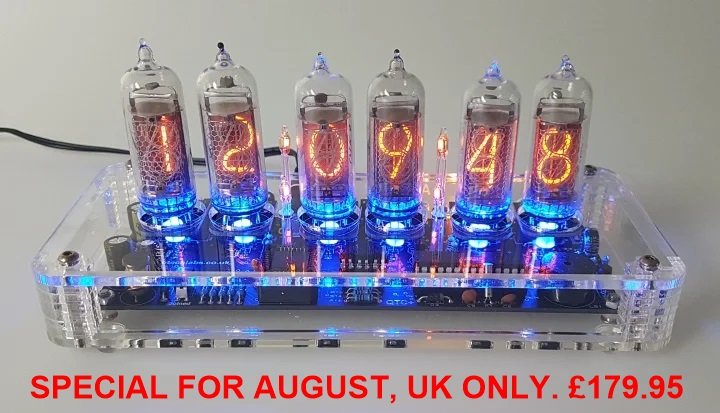 IN-14 Nixie Bundle (Plexi Case) with GPS or WiFi Time Sync. UK SPECIAL FOR AUGUST (image for) IN-14 Nixie Bundle (Plexi Case) with GPS or WiFi Time Sync. UK SPECIAL FOR AUGUST